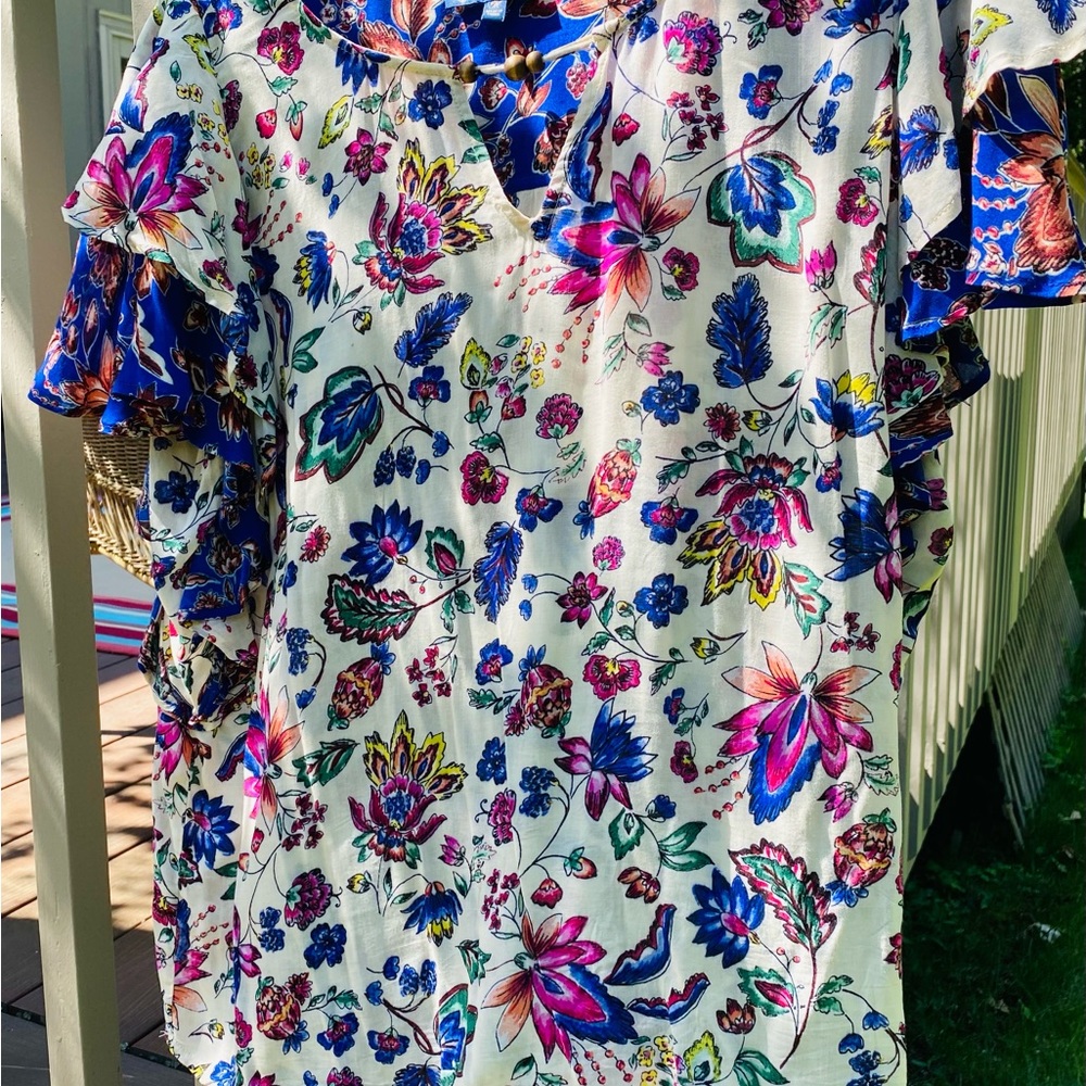 Democracy multi color print blouse